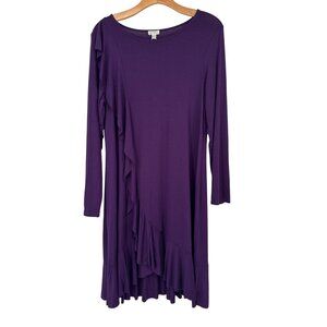 Spense Womens Purple Asymmetric Ruffled Hem Dress size Large knit new